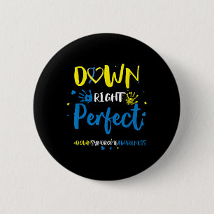 Rechtsonder Perfect - Down Syndrome Awareness Ribb Ronde Button 5,7 Cm