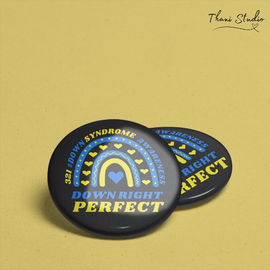 Rechtsonder Perfect Rainbow World Down Syndroom Ronde Button 7,6 Cm