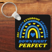 Rechtsonder Perfect Rainbow World Down Syndroom Sleutelhanger (Voorkant)