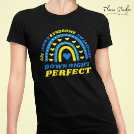 Rechtsonder Perfect Rainbow World Down Syndroom T-shirt