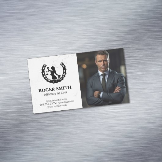 Rechtsplegingssysteem Logo | Zakelijk Man | advoca Magnetisch Visitekaartje (Voorbeeld)