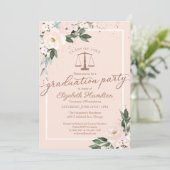 Rechtsschool Afstudeerfeest Roze Blush Bloem Kaart (Staand voorkant)
