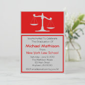 Rechtsschool Afstuderen Invite (Red Justice Scales Kaart (Staand voorkant)