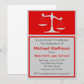 Rechtsschool Afstuderen Invite (Red Justice Scales Kaart (Voorkant / Achterkant)