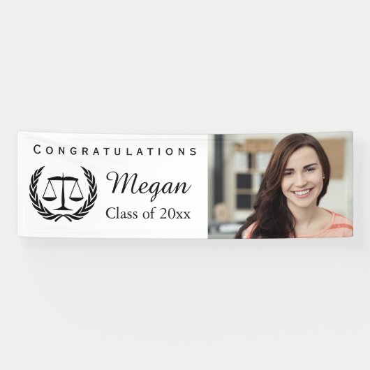 Rechtsschool Afstuderen Schalen van Justitie Spandoek (Horizontaal)