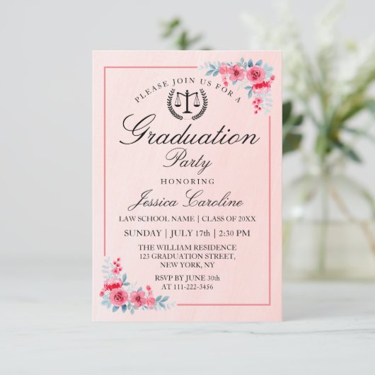 Rechtsschool Modern Gradun Party met bloemen Kaart (Staand voorkant)