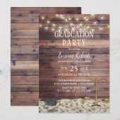 Rechtsschool Rustic Beach Graduparty Kaart (Voorkant / Achterkant)