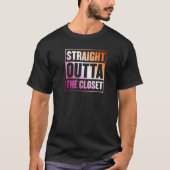 Rechtstreeks buiten de kast lesbische trots t-shirt (Voorkant)