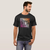 Rechtstreeks buiten de kast lesbische trots t-shirt (Voorkant volledig)