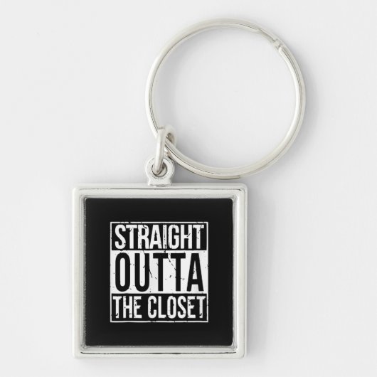 Rechtstreeks buiten de Kast LGBT-cadeau T-shirt Sleutelhanger (Voorkant)
