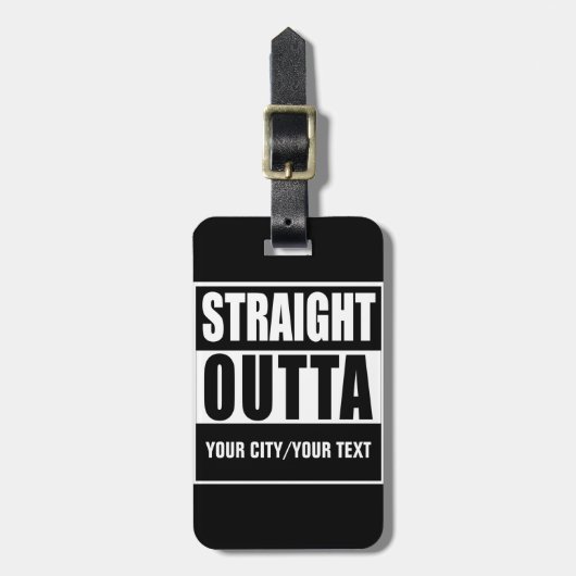 RECHTSTREEKS OUTTA AANGEPAST BAGAGELABEL (Voorkant verticaal)