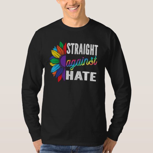 Rechtstreeks tegen Hate Pride Maand LGBTQ Onderste T-shirt (Voorkant)
