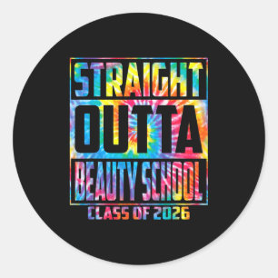 Rechtstreeks uit de beauty school grappige afstude ronde sticker