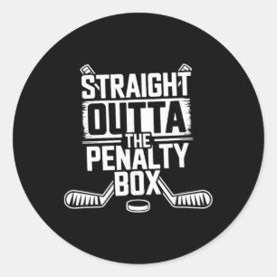 Rechtstreeks uit de Penalty Box - IJshockeyspeler Ronde Sticker