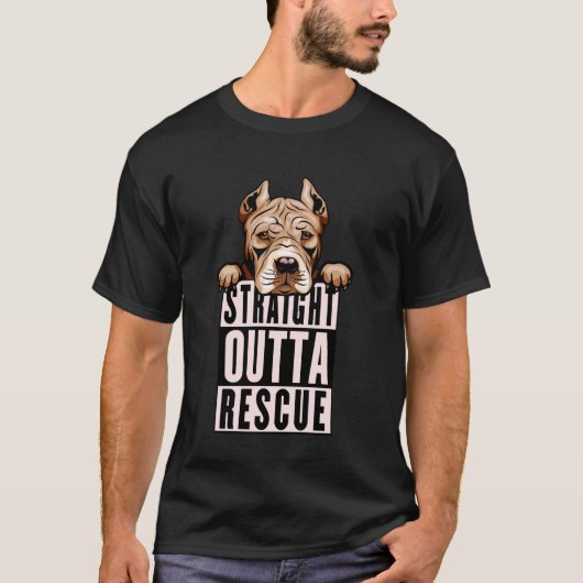 Rechtstreeks uit de Redding Pitbulls Mannen Vrouwe T-shirt (Voorkant)