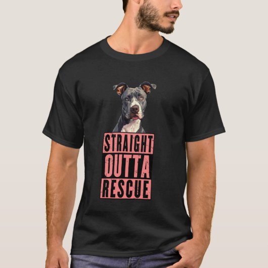 Rechtstreeks uit de Reddingspitbulls Mannen Vrouwe T-shirt (Voorkant)