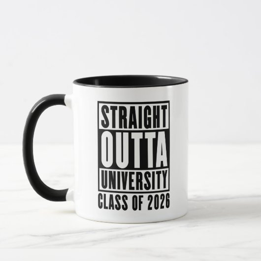 Rechtstreeks uit de universiteit klas van 2026 mok (Links)