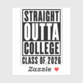 Rechtstreeks uit de universiteit klas van 2026 sticker (Vel)