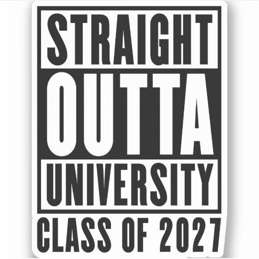 Rechtstreeks uit de universiteit klas van 2027 sticker (Voorkant)
