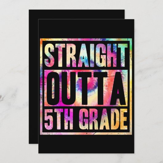 Rechtstreeks uit de vijfde klas Tie Dye Kaart (Voorkant / Achterkant)