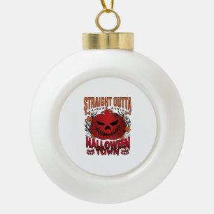 Rechtstreeks uit Halloween Town Rode Pompoen Geest Keramische Bal Ornament