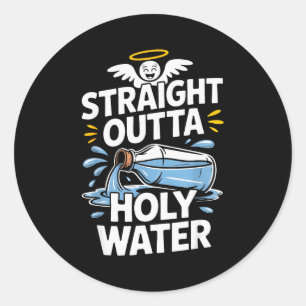 Rechtstreeks uit heilig water Christelijk geloof F Ronde Sticker