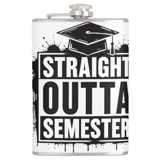 Rechtstreeks Uit het Semester Grappige Afstuderen Heupfles (Voorkant)