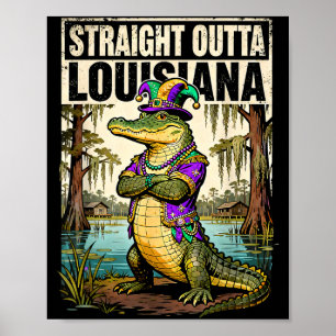 Rechtstreeks uit Louisiana Mardi Gras Alligator Poster