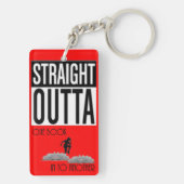 Rechtstreeks uitweg één boek in een andere - rode  sleutelhanger (achterkant)