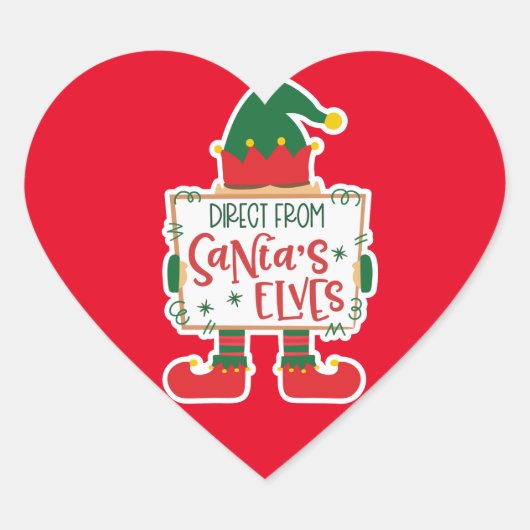 Rechtstreeks van Santa's Elfs Hart Sticker (Voorkant)