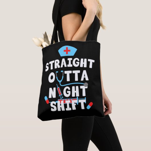 Rechtstreekse uittredingen nachtverpleging op scho tote bag (Dichtbij)