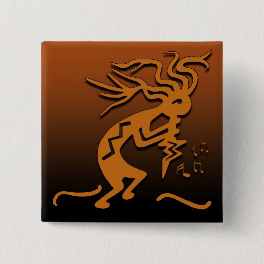 Rechtstreekse uitzending van Kokopelli Musician Vierkante Button 5,1 Cm (Voorkant)