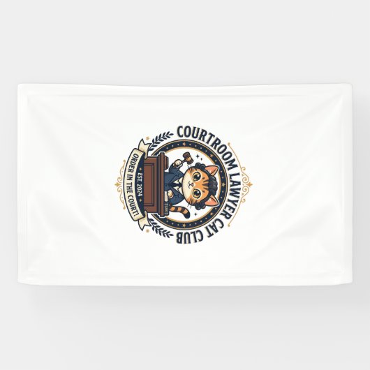 Rechtszaal advocaat kat grappige kat minnaar ontwe spandoek (Horizontaal)