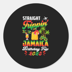 Rechtuit Trippen Jamaica Vakantie 2025 Verjaardag Ronde Sticker