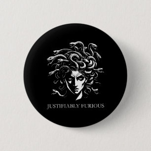 Rechtvaardig woedende Medusa Griekse mythologie Fe Ronde Button 5,7 Cm