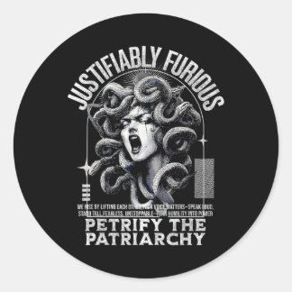 Rechtvaardig woedende Medusa Griekse mythologie Fe Ronde Sticker