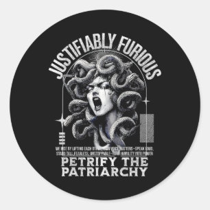 Rechtvaardig woedende Medusa Griekse mythologie Fe Ronde Sticker