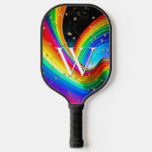 Rechtvaardige regenboog & gouden sterren pickleball paddle (Voorkant)