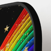Rechtvaardige regenboog & gouden sterren pickleball paddle (Links Detail)