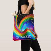Rechtvaardige regenboog & gouden sterren tote bag (Dichtbij)