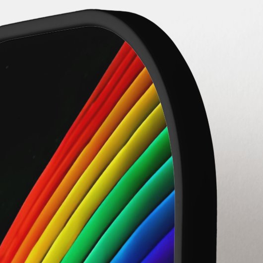 Rechtvaardige Regenboog Trendy Cool Monogram Pickleball Paddle (Links Detail)