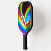 Rechtvaardige Regenboog Trendy Cool Monogram Pickleball Paddle (Links)