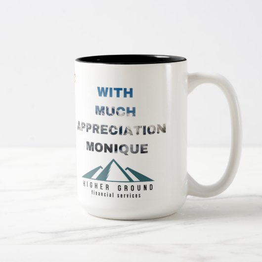 rechtvaardiging tweekleurige koffiemok (Rechts)