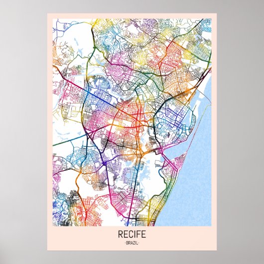 Recife Brazil City Map Poster (Voorkant)