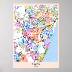 Recife Brazilië Stad Kaart Poster