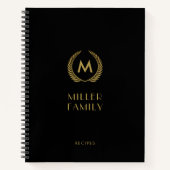 Recipbook van Elegant Black Gold Monogram Notitieboek (Voorkant)
