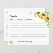 Recipcard vrijgezellenfeest bruiloft zonnebloemen  (Voorkant / Achterkant)