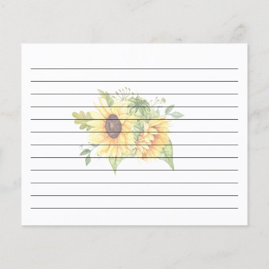 Recipcard vrijgezellenfeest bruiloft zonnebloemen  (Achterkant)