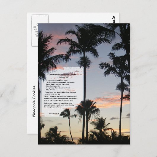 Recipe anananas Cookies Briefkaart (Voorkant / Achterkant)