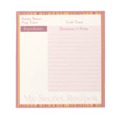 Recipe Blocnote in Warm Roze en Gele Stripe (Voorkant)
